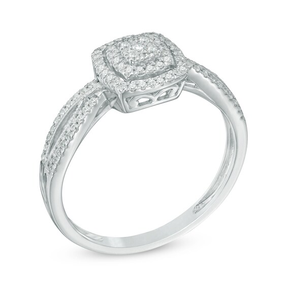 1/5 CT. T.w. Composite Diamond Frame Promise Ring in 10K White Gold