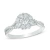Thumbnail Image 0 of 7/8 CT. T.W. Diamond Flower Frame Twist Engagement Ring in 14K White Gold