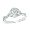 Thumbnail Image 1 of 7/8 CT. T.W. Diamond Flower Frame Twist Engagement Ring in 14K White Gold