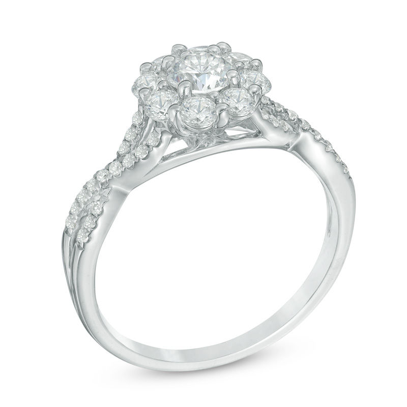 14K White Gold Twisted Engagement Ring