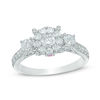 Thumbnail Image 1 of 1 CT. T.W. Diamond and Pink Sapphire Three Stone Engagement Ring in 10K White Gold