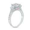 Thumbnail Image 2 of 1 CT. T.W. Diamond and Pink Sapphire Three Stone Engagement Ring in 10K White Gold