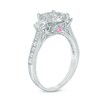 Thumbnail Image 1 of 1 CT. T.W. Diamond and Pink Sapphire Three Stone Engagement Ring in 10K White Gold