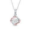 Thumbnail Image 0 of 5.0mm Lab-Created White Sapphire Love Knot Pendant in Sterling Silver and 18K Rose Gold Plate