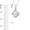 Thumbnail Image 1 of 5.0mm Lab-Created White Sapphire Love Knot Pendant in Sterling Silver and 18K Rose Gold Plate