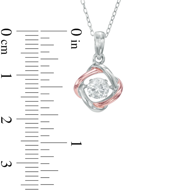 Main Image 2 of 5.0mm Lab-Created White Sapphire Love Knot Pendant in Sterling Silver and 18K Rose Gold Plate