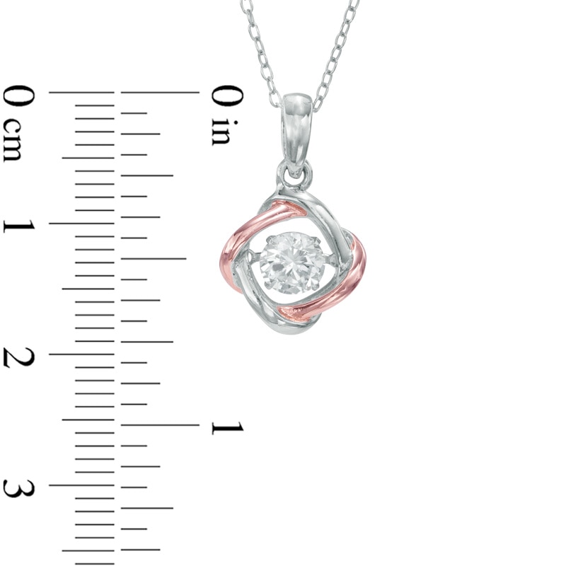 5.0mm Lab-Created White Sapphire Love Knot Pendant in Sterling Silver and 18K Rose Gold Plate