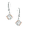 Thumbnail Image 0 of Lab-Created White Sapphire Love Knot Drop Earrings in Sterling Silver and 18K Rose Gold Plate