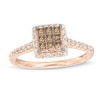 Thumbnail Image 0 of 1/2 CT. T.W. Champagne and White Diamond Square Cluster Frame Ring in 10K Rose Gold