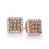 Thumbnail Image 1 of 3/4 CT. T.W. Champagne and White Diamond Square Stud Earrings in 10K Rose Gold