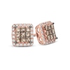 Thumbnail Image 0 of 1/3 CT. T.W. Champagne and White Princess-Cut Quad Diamond Frame Stud Earrings in 10K Rose Gold