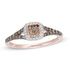 Thumbnail Image 1 of 1/2 CT. T.W. Champagne and White Quad Princess-Cut Diamond Frame Split Shank Ring in 10K Rose Gold