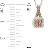 Thumbnail Image 2 of 1/3 CT. T.W. Champagne and White Quad Princess-Cut Diamond Frame Square Pendant in 10K Rose Gold