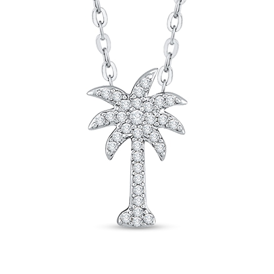 1/8 CT. T.w. Diamond Palm Tree Pendant in 10K White Gold