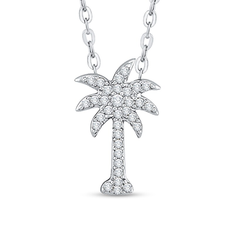 Main Image 1 of 1/8 CT. T.W. Diamond Palm Tree Pendant in 10K White Gold