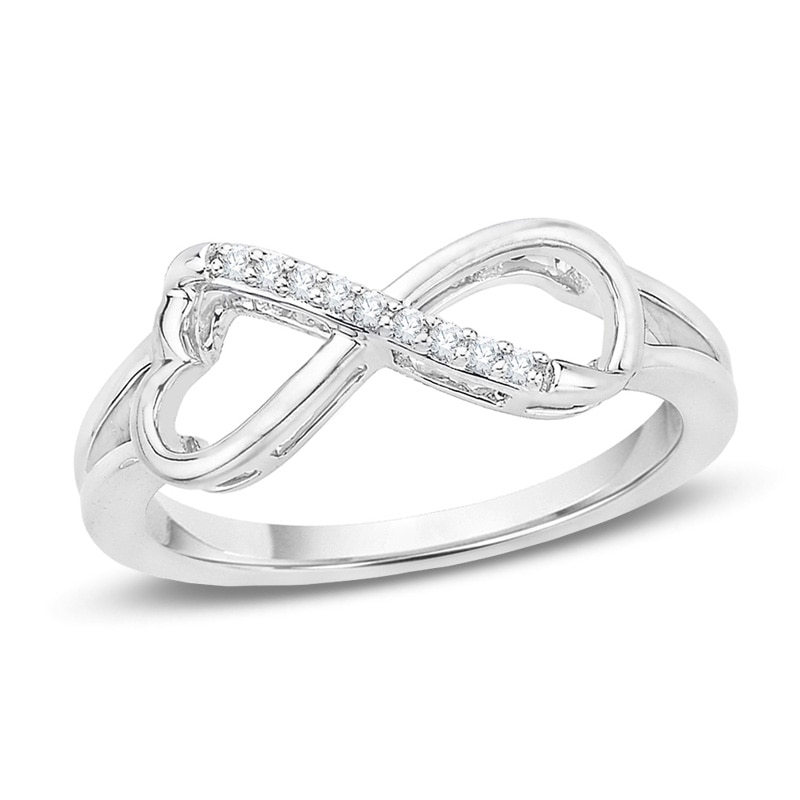 Diamond Accent Sideways Infinity Ring in Sterling Silver - Size 7