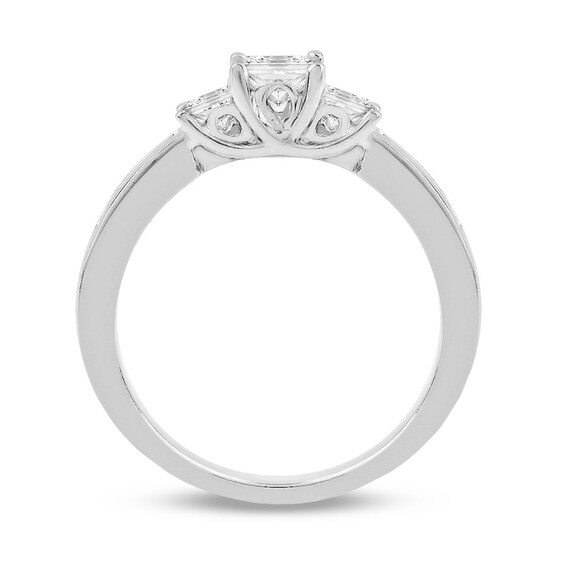 1/2 CT. T.w. Princess-Cut Diamond Three Stone Engagement Ring in 14K White Gold