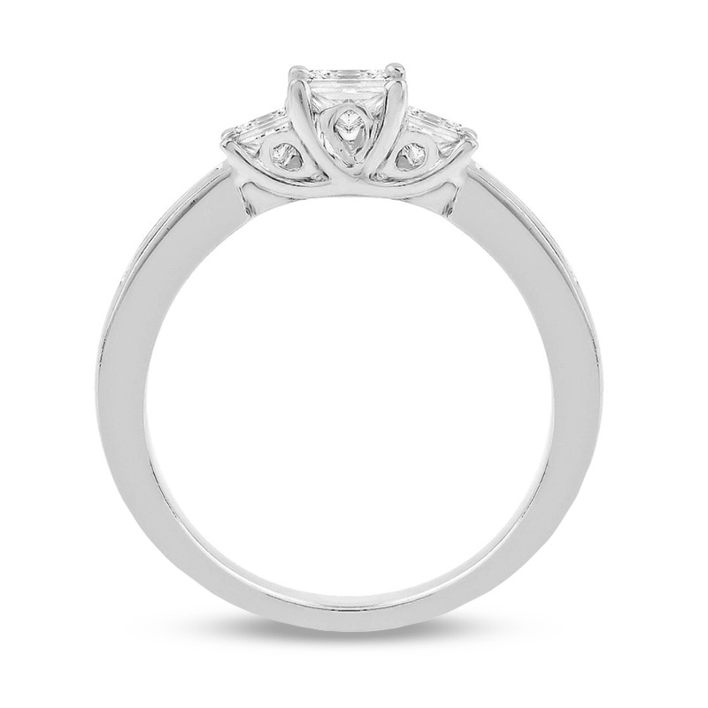 Main Image 2 of 1/2 CT. T.W. Princess-Cut Diamond Three Stone Engagement Ring in 14K White Gold