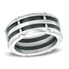 Thumbnail Image 1 of 10.0mm Comfort Fit Riveted Stainless Steel and Black IP Wedding Band - Size 10