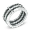 Thumbnail Image 2 of 10.0mm Comfort Fit Riveted Stainless Steel and Black IP Wedding Band - Size 10