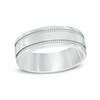 Thumbnail Image 1 of Men's 8.0mm Milgrain Comfort Fit Wedding Band in Stainless Steel - Size 10