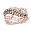 Thumbnail Image 1 of 1 CT. T.W. Champagne and White Diamond Layered Crossover Ring in 10K Rose Gold