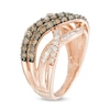 Thumbnail Image 2 of 1 CT. T.W. Champagne and White Diamond Layered Crossover Ring in 10K Rose Gold