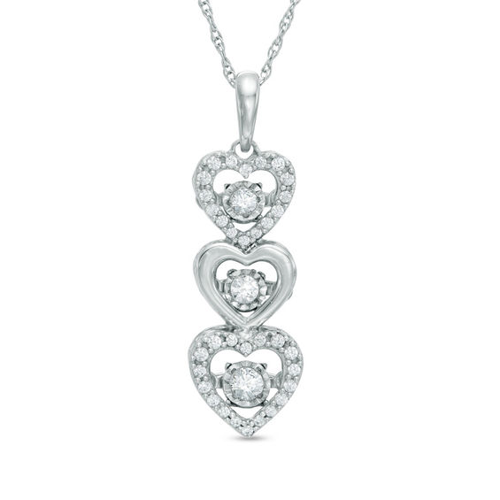 0.23 CT. T.w. Diamond Linear Three Stone Heart Pendant in 10K White Gold