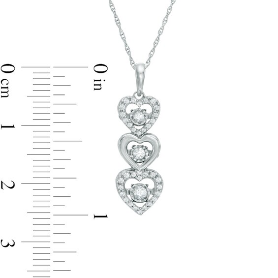 0.23 CT. T.w. Diamond Linear Three Stone Heart Pendant in 10K White Gold