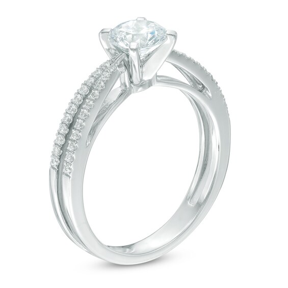 1 CT. T.w. Diamond Split Shank Engagement Ring in 14K White Gold