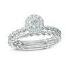 Thumbnail Image 1 of 3/8 CT. T.W. Diamond Frame Rope Twist Bridal Set in 14K White Gold