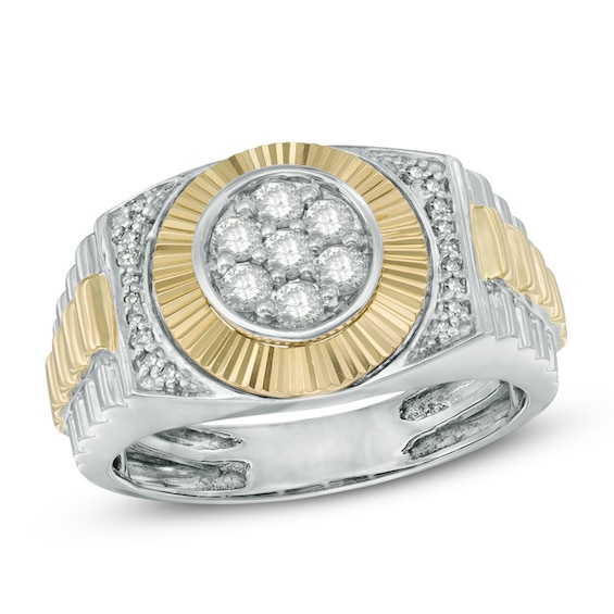 Men's 1/2 CT. T.W. Diamond Rectangular Anniversary Ring in 10K TwoTone