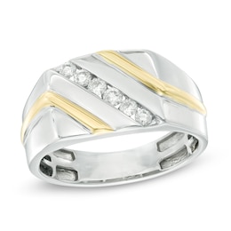 1/4 CT. T.W. Diamond Slant Anniversary Band in 10K Two-Tone Gold