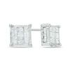 Thumbnail Image 0 of 1 CT. T.W. Diamond Square Composite Stud Earrings in 10K White Gold