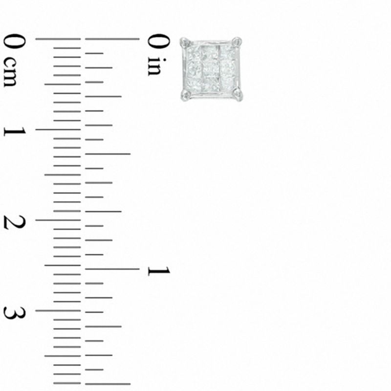 Main Image 2 of 1 CT. T.W. Diamond Square Composite Stud Earrings in 10K White Gold