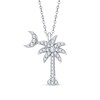 Thumbnail Image 1 of 1/6 CT. T.W. Diamond Crescent Moon Over Palm Tree Pendant in 14K White Gold