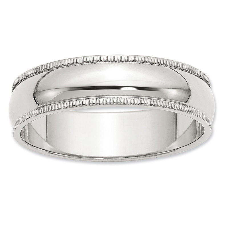 Men's 6.0mm Milgrain Edge Wedding Band in Sterling Silver