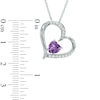 Thumbnail Image 2 of 6.0mm Heart-Shaped Amethyst and Lab-Created White Sapphire Tilted Heart Pendant in Sterling Silver