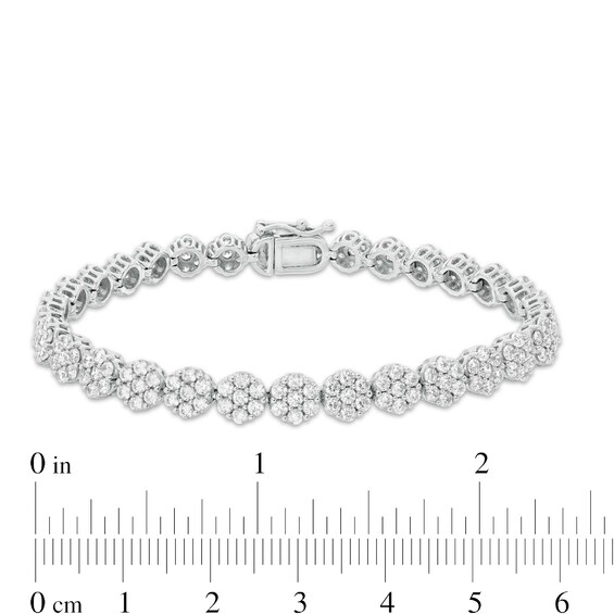 5 CT. T.w. Diamond Flower Cluster Bracelet in 14K White Gold