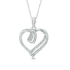 Thumbnail Image 1 of 1/10 CT. T.W. Diamond Double Row Heart Pendant in 10K White Gold