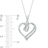 Thumbnail Image 2 of 1/10 CT. T.W. Diamond Double Row Heart Pendant in 10K White Gold
