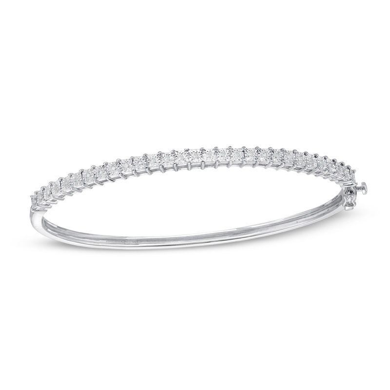 1/8 CT. T.W. Diamond Bangle in Sterling Silver - 7.5"