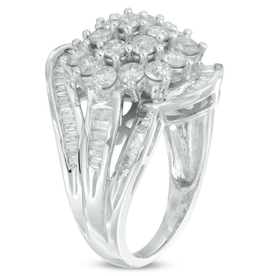 2 CT. T.w. Diamond Cluster Ring in 10K White Gold