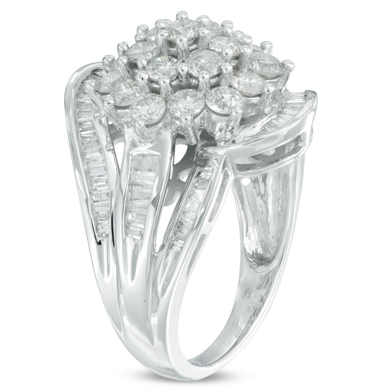 2 CT. T.W. Diamond Cluster Ring in 10K White Gold