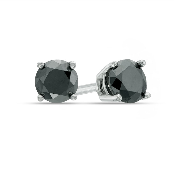 5/8 CT. T.w. Black Diamond Solitaire Stud Earrings in 10K White Gold