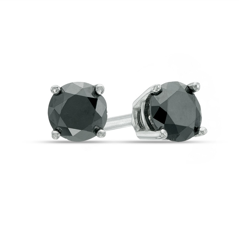 5/8 CT. T.W. Black Diamond Solitaire Stud Earrings in 10K White Gold