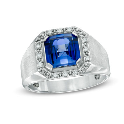 0.95 Ct Round Cut Blue Sapphire Cluster Mens Band Ring Sterling Silver 