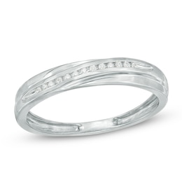 1/20 Diamond Slant Wedding Band in 10K White Gold