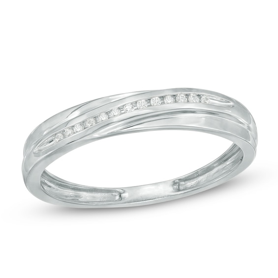 1/20 Diamond Slant Wedding Band in 10K White Gold