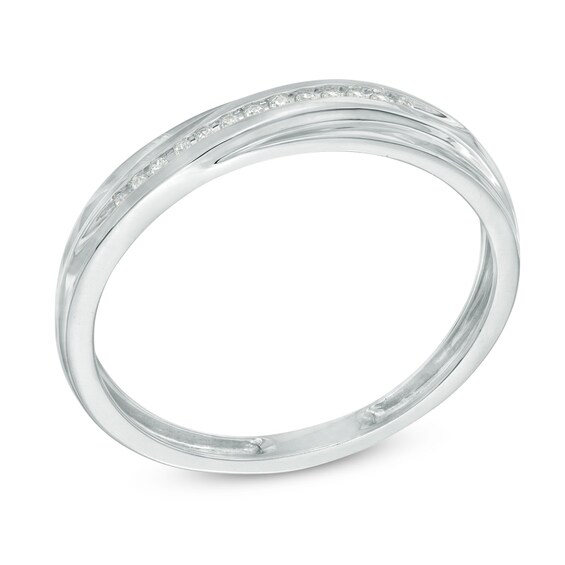 1/20 Diamond Slant Wedding Band in 10K White Gold